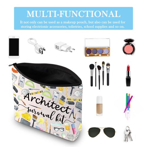 GJTIM Architecture Student Gift Survival Kit Zipper Pouch Makeup Bag for Architects (Survival Architect 2 Bag)