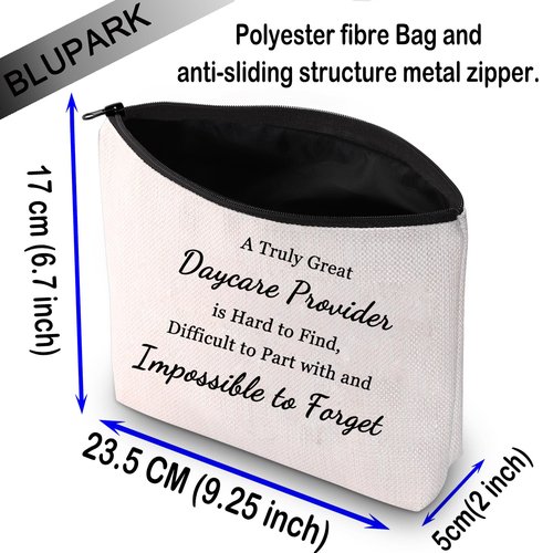 BLUPARK Daycare Teacher Gift Early Childhood Educators Cosmetic Bag A Truly Great Daycare Provider Canvas Makeup Bag (Truly Great Daycare Provider)