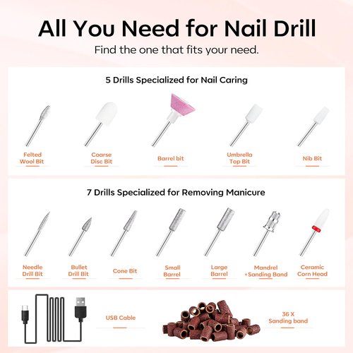 modelones Cordless Nail Drill Kit with Nail Dehydrator and Primer