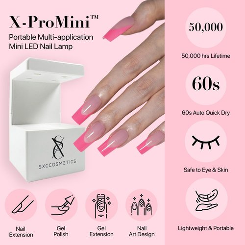 SXC Cosmetics X-Pro Tips French Tip Press on Nails – French Pink Edition (PINK118KIT-XS Almond)
