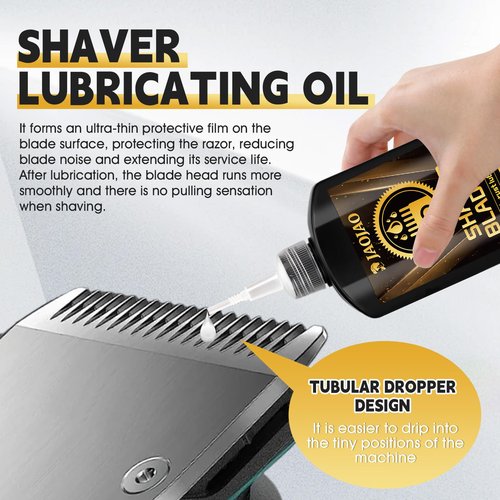 JAOJAO Shaver Cleaning Solution, Electric Shaver Oil Lubricant Electric Razor Cleaning Solution with Brush Deep Cleans and Lubricates Extends Razor Life Universally Compatible for Clipper Blades