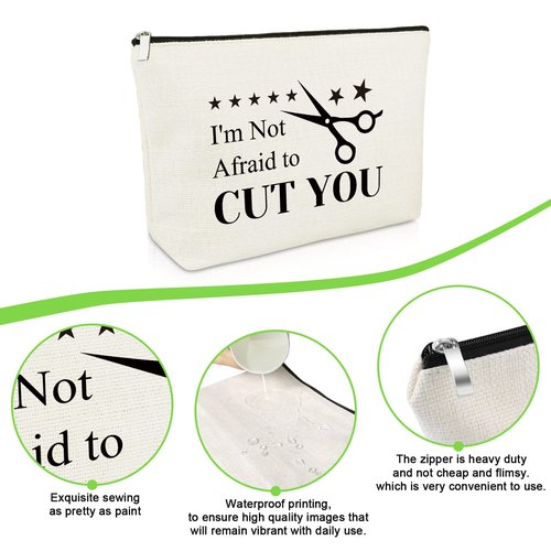 Funny Hairdresser Gifts Makeup Bag Hair Stylist Gifts for Salon Cosmetic Bag Thank You Appreciation Gifts for Hairdresser Graduation Retirement Gifts Cosmetology Gift for Cutter Barber Cosmetic Pouch