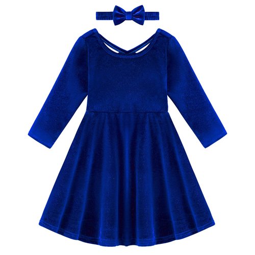 Weixinbuy Toddler Girl Fall Winter Clothes Outfit Baby Girl Velvet Twirl Dress Long Sleeve Pocket Swing Party Dress for Girl