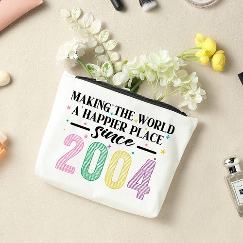 NBIAN 21th Birthday Gifts for gril, Funny 21 Year Old Makeup Bag, Thank You for Being Awesome Makeup Bags for gril, Her, Sister, Daughter, Niece, Making The World a Better Place Since 2004