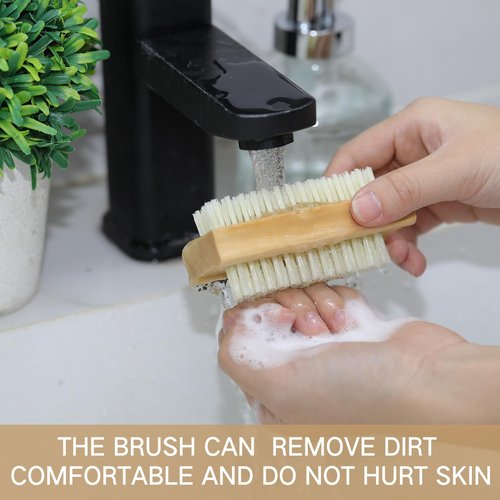 Patelai 24 Pack Wooden Nail Brush Two-sided Hand Fingernail Brush Non-slip Wood Heavy Duty Stiff Nail Scrubber for Nails and Toes Cleaning, Hand Scrub Brushes for Travel