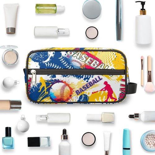 FZDXZJJ Travel Toiletry Bag for Women & Men,Waterproof Lightweight Makeup Cosmetic Bag Organizer with Handle & Zip Pockets Shaving Toiletries Bag for Gym,Beach - Baseball