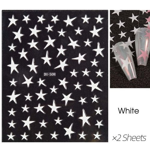 14 Sheets Star Nail Art Stickers Black White Pink Blue Laser Silver Gold Star Nail Decals Big Tiny Irregular Stars Stickers for Nails Self Adhesive Nail Art Supplies & Decorations for Women