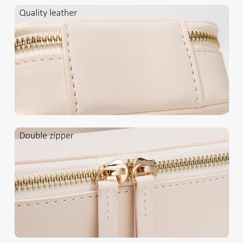 Clear Makeup Bags TSA Approved Toiletry Bag Handle Large Opening,Clear Toiletry Bags for Carry-on Traveling Travel Car Accessories Essentials Organziation Storage for Women Girls(Off White, Middle)