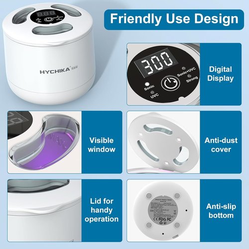 Ultrasonic Retainer Cleaner Machine,45kHz High Frequency,4 Upgraded Modes, Ultrasonic Retainer Cleaner,200ML Dental Cleaning Pod,for Retainers,Night Guards,Aligner,Braces etc.,Iceberg White
