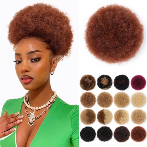 Fullart Afro Puff Drawstring Ponytail, #33 Dark Auburn 100% Remy Human Hair