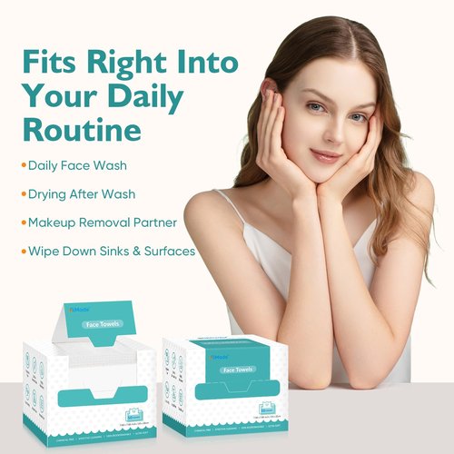 UNIMADE Face Towels, 400 Count Disposable Face Towelette for Washing Face, Skincare, Ultra Soft Facial Towel for Sensitive Skin, Lint-free Makeup Remover Dry Wipes - 8 Box