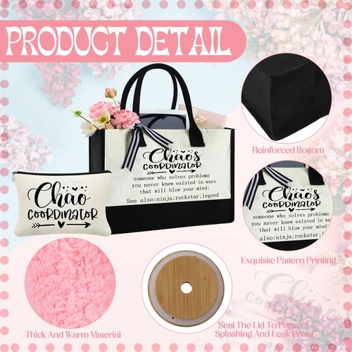 Paterr 7 Pcs Coworker Gifts for Women Thank You Gifts Include Tote Bag Makeup Bag 18oz Cup Socks Keychain Thank You Card and Box for Coworker Nurse Wife