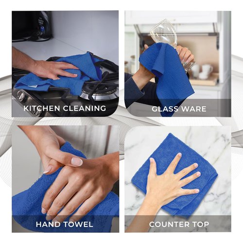 Avalon Towels Cotton Washcloths – (Pack of 60) Size 12x12 Inches, 100% Ring Spun Cotton, Soft & Absorbent Face Towels, Gym Towels, Hotel and Spa Quality, Reusable Fingertip Towels (Blue)