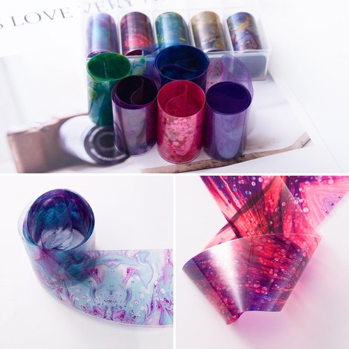 JERCLITY 10 Rolls Marbling Nail Foil Transfer Sticker Kit Nail Foil Sheets Foil Nail Art Decals Marbled Nail Foil Transfer Stickers Foil Nail Wraps for Foil Nail Art(Style-1)