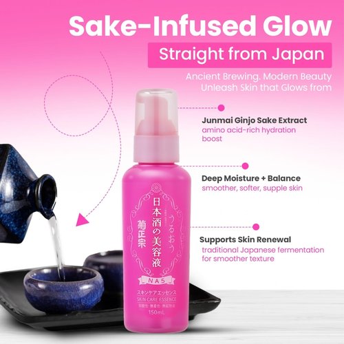 Kikumasamune Natural & Hydrating Face Moisturizer Set with Organic Moisturizing Foaming Face Wash Cleanser & Facial Serum Essence with Vitamin C & Ceramide, Daily Use for All Skin Types, Made in Japan