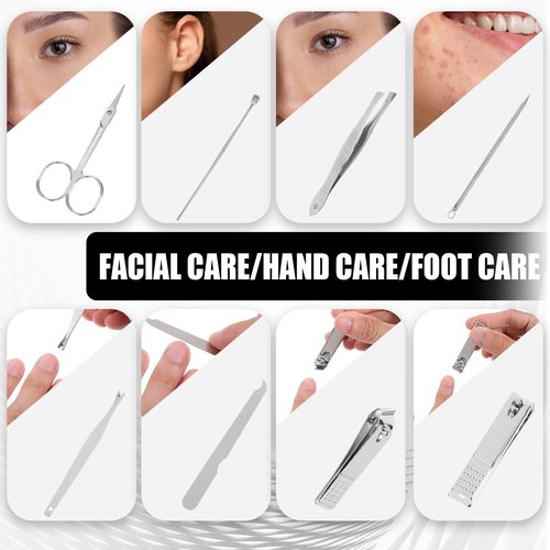 12 Sets Manicure Set 8 in 1 Stainless Steel Nail Grooming Set Professional Manicure and Pedicure Kit Bulk Cuticle Nail Care Foot Pedicure Tools with Portable Travel Case for Men Women