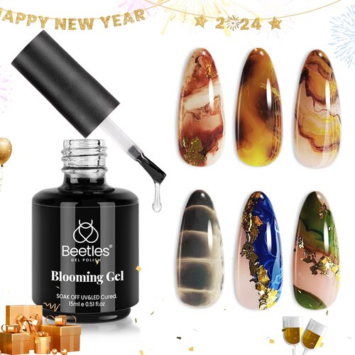 Beetles Jelly Gel Nail Polish Set 20 Colors Neutral Sheer Nude Pink Glitter White Color Soak Off UV Gel Kit with Nail Blooming Gel 15ml Clear Uv Led Blossom Gel Polish for Spreading Effect