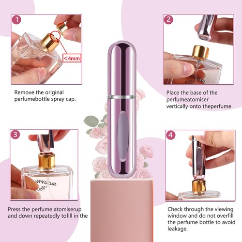 opasyo Portable Mini Refillable Perfume Atomizer Bottle, Travel Size Refillable Perfume Refill Bottle - Perfume Atomizer Refillables, Scent Pump Case, 4 Pcs Pack of 5 ml Small Perfume Spray