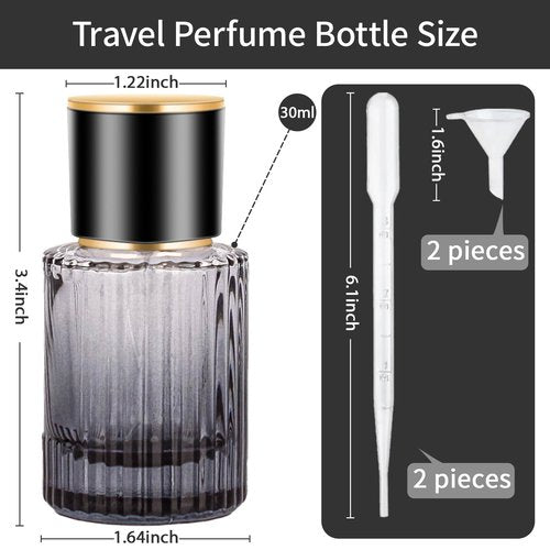 HXRYAGi Travel Vintage Perfume Bottle Empty, 2pcs 30ML High-quanlity Portable Perfume Atomizer with Funnel and Dropper, Fine Mist Leak-Proof Spray Atomizer Ideal for Perfume, Toner and Skin Care