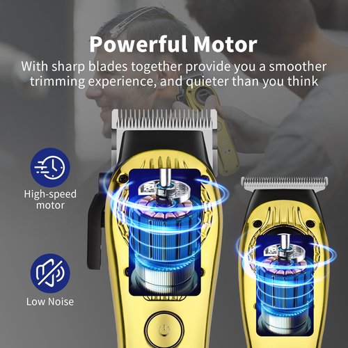 HIENA PRO Professional Hair Clippers Set for Men, Rechargeable Cordless Hair Cutting Clippers, Clipper Set and Trimmer Kit for Hair Cutting, Haircut Clippers, Gifts for Men