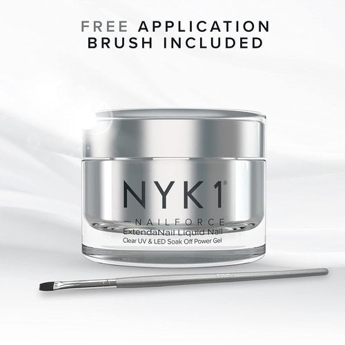 NYK1 Strengthening Clear Builder Gel For Nails (.5 Fl Oz / 15ml) NailForce Hard Gel For Nails Strengthener For Tips, Extensions & Repairs - UV & LED Sculpting Nail Builder With Free Application Brush