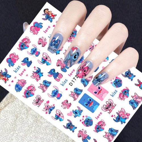 8 Sheets Cute Nail Art Stickers Decals 3D Self Adhesive Cute Cartoon Nail Decals Kawaii Anime Nail Stickers Design Cute Nail Art Charm for Women Acrylic Nail DIY Manicure Tips Decorations