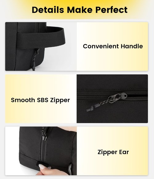 Vorspack Travel Toiletry Bag for Men - Large Toiletries Bag Water Resistant Hanging Travel Bag for Travel Toiletries Accessories - Black