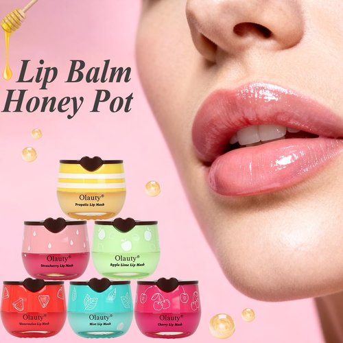 10 PCS Bee Lip Balm Honey Pot, Honey Lip Mask Bulk, Moisturizing Lip Sleeping Mask Hydrating Prevention Dry & Cracked Lip, Reduce Lip Lines and Wrinkles