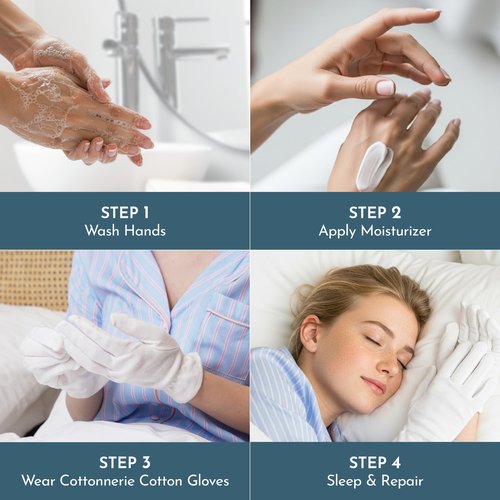 8 Pairs Cottonnerie Original Cotton Gloves for Dry Hands Sleeping, Moisturizing Gloves Overnight, Hand Moisturizer Gloves, Moisture Gloves for Dry Hands Overnight, Sleeping Gloves, Medium