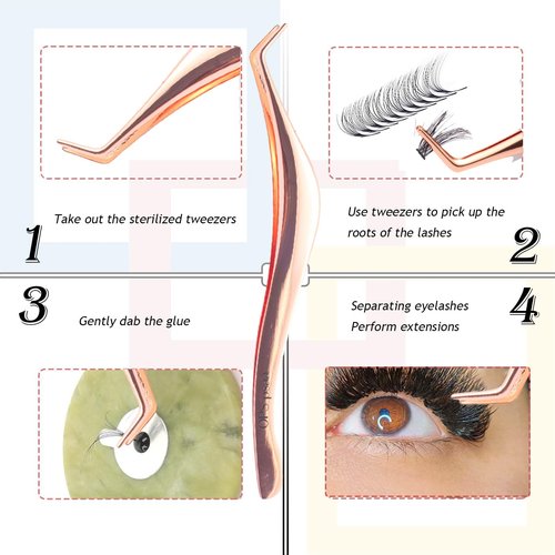 Stainless Steel Eyelash Applicator Tool – Curved Lash Tweezers for Easy Eyelash Extension Application and Removal