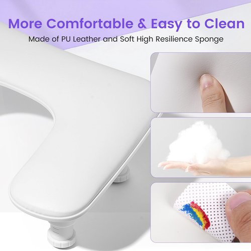 Big Arm Rest for Nails Tech: 2nd Generation U-Shaped Manicure Nail Arm Rest Stand Height Adjustable Armrest Microfiber PU Leather Hand Rest Pillow for Acrylic Nails (White)