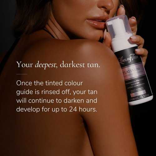 Loving Tan Platinum Self Tanning Mousse, Dark - Streak Free, Natural Looking, Professional Quality Self Tanner - 5+ Self Tan Applications per Bottle, Cruelty Free, Naturally Derived DHA - 3.3 Fl Oz