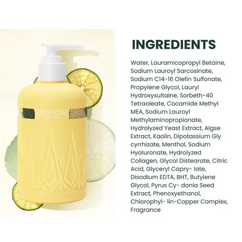 ONSENSOU Moisturizing Body Wash for Dry Skin Women & Men, Full Body Washes with Hot Spring Yeast, Green Algae Extract & AHA from Japan, Natural Body Wash, Daily Use, 10.1 Fl Oz