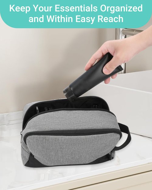 Elviros Travel Toiletry Bag for Men Hanging Dopp Kit Shaving Bag Toiletries Organizer Small Toiletry Bag for Traveling (Grey&Black,Large)