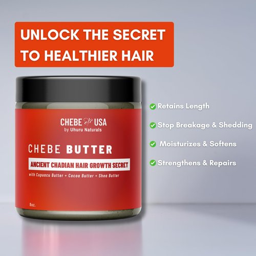 ChadianChebe™ Hair Growth Butter (16oz) | Authentic African Hair Butter from Chad for Thick, Long Hair | Herbal Moisture & Breakage Repair Cream