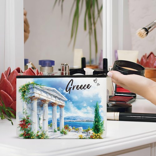 SEAOYOZO 6 Pcs Greece Makeup Bags Gifts for Women, Greece Souvenirs Greek Mythology Gifts Greece Travel Must Haves Watercolor Cosmetic Bag for Girls Wife Best Friend Sister Daughter Coworkers