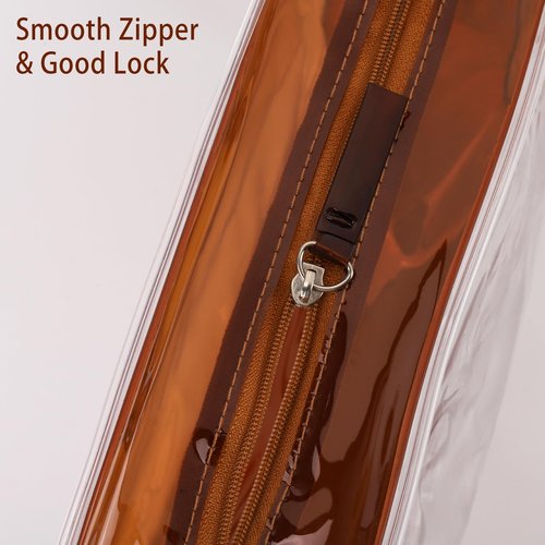 Tbestmax 4 Packs Cosmetic Bags Clear Makeup Bags Portable Travel Toiletry Bags Waterproof Cosmetic Organizer Brown(2M + 2L)