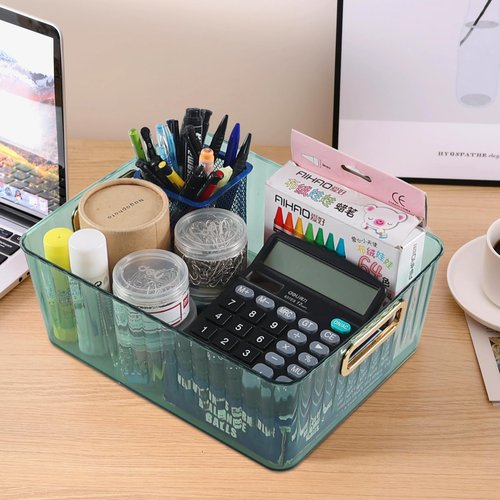 Vadidiya Clear Storage Organizer Bins, Plastic Cosmetic Storage Bin, Green, 4 Packs