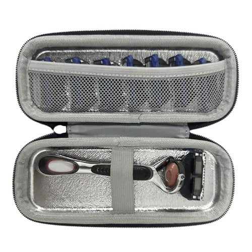 YANHHAN Razor Travel Case， Hard Travel Case for Electric Razor, Compatible with Gillette & Harrys, Protective Storage Organizer with Mesh Pocket（Black ）