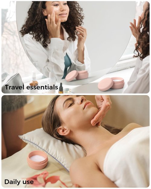 TakeToday Travel Containers for Toiletries, Leak-proof, TSA Approved, Refillable Silicone Cream Jars with Lid Travel Size Essential for Cosmetic toiletry Cream, 2oz, 4 Pack (Gray)