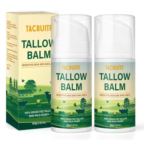 Tacruitf Beef Tallow Balm, 100% Grass Fed Beef Tallow, Whipped Moisturizer for Sensitive Skin, Handmade All-Natural Moisturizer for Soft And Smooth Skin (7 Oz, Unscented)