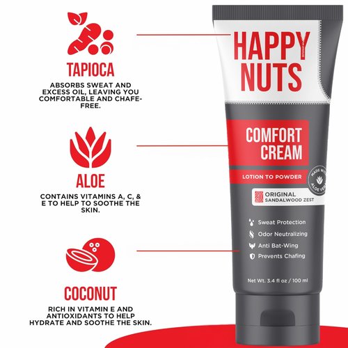 Happy Nuts Starter Sack Bundle Comfort Cream Deodorant, Comfort Powder, and Toiletry Bag