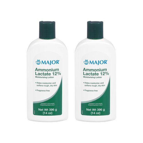 Major Ammonium Lactate 12% Moisturizing Lotion - Lactic Acid Lotion - Helps Moisturize and Soften Rough, Dry Skin - Daily Body Lotion - Fragrance-Free - 14 Oz (2 Pack)