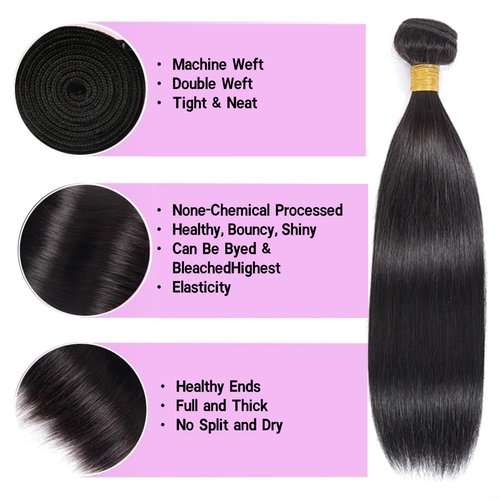 Straight Bundles Human Hair one Bundles 16 Inch 100g/Pack 12A Brazilian Virgin Hair Black Single Bundles