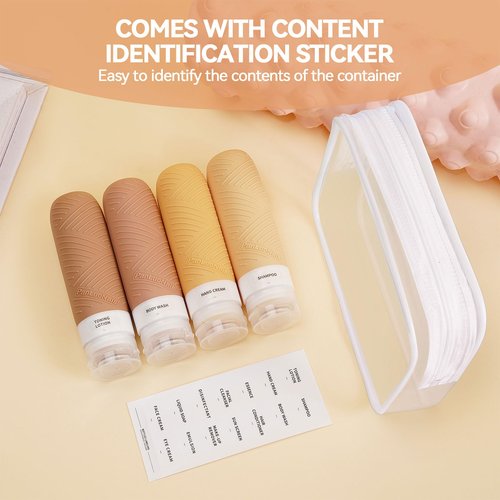 PanLuoNais Travel Bottles for Toiletries, Silicone TSA Approved Bottles, Leakproof Shampoo & Toiletry Containers for Airplane, Vacation & Business Trips