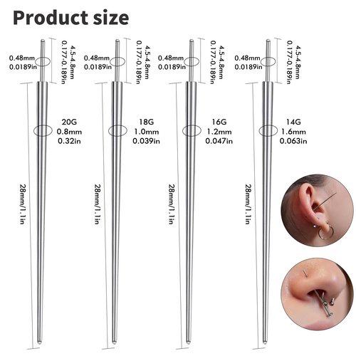 Piercing Taper - Lyuxzad Mixed 4Pcs Piercing Changing Tool 14G 16G 18G 20G Threadless Piercing Taper Insertion Tool Piercing Threader Tool Insertion Pin Screw On Piercing Tools for Changing Jewelry Belly Lip Eyebrow Tongue Ear Nose Piercing Kit