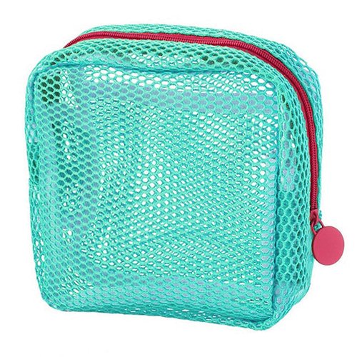 Molishan Small Cosmetic Bag with Double Layer Mesh, Mini Makeup Bag with Cute Bright Design Zippe Travel Toiletry Bag Green