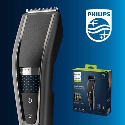 Philips Norelco Hair Clipper 7000 Series, Hair and Beard Trimmer, Precision Dial, PowerAdapt Sensor, Trim-and-Flow, DualCut, DuraPower, 28 Length Settings, 90 Min. Runtime, Model HC7650/40
