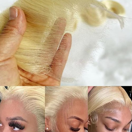 613 Blonde 5x5 Lace Closure, 12A Grade Human Hair 613 Closure Pre Plucked With Baby Hair Blonde Color Brazilian Virgin Straight Hair Invisible Lace Frontal Closure Free Part 14 Inch
