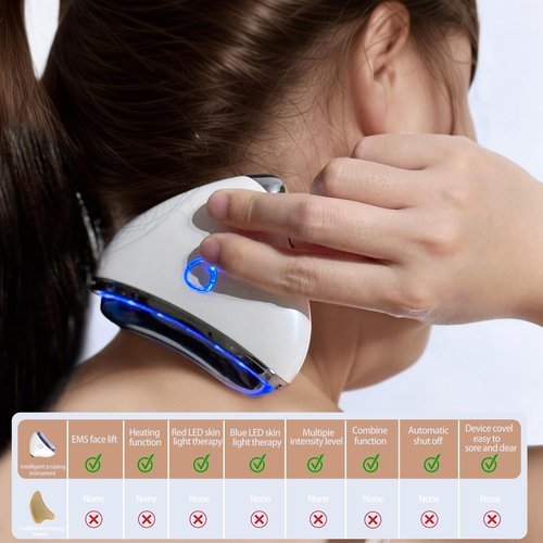 Jnusxy Gua Sha Device,Stainless Steel Gua Sha Facial Tools with Heat and Vibration, 4-in-1 Red Light Therapy for face,Electric gua sha face Massager, Pocket-Friendly Household Beauty Device